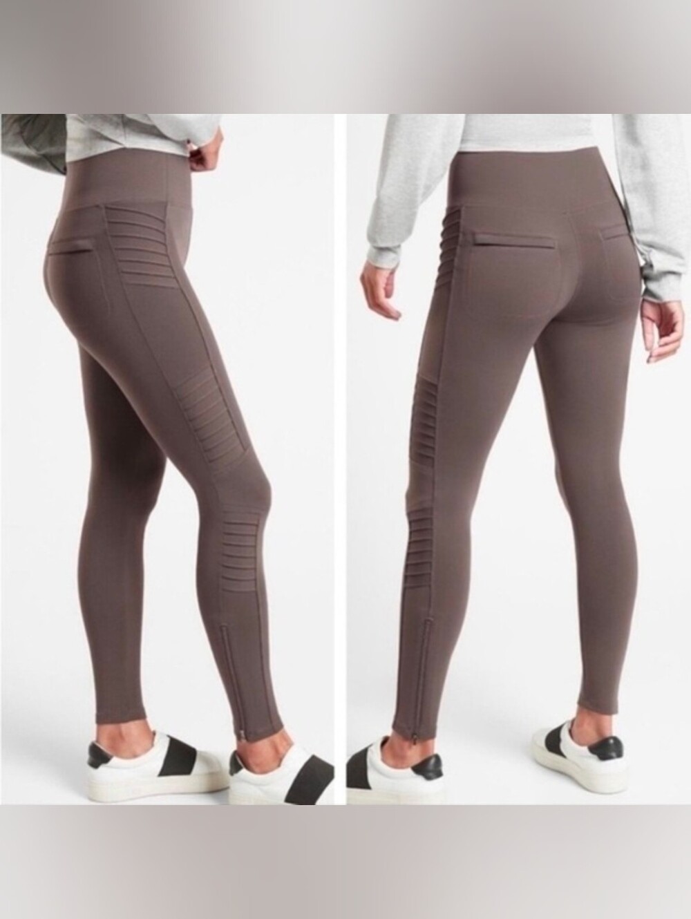 Athleta Delancey Taupe Moto Tight NWOT XS
